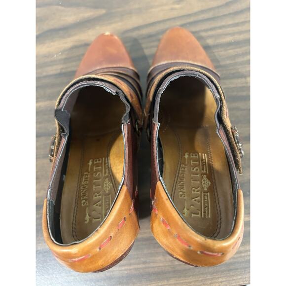 L'Artiste Spring Step Wondrous Brown Leather Heel Boots Pumps Size EU 38 US 7.5 - Picture 8 of 13
